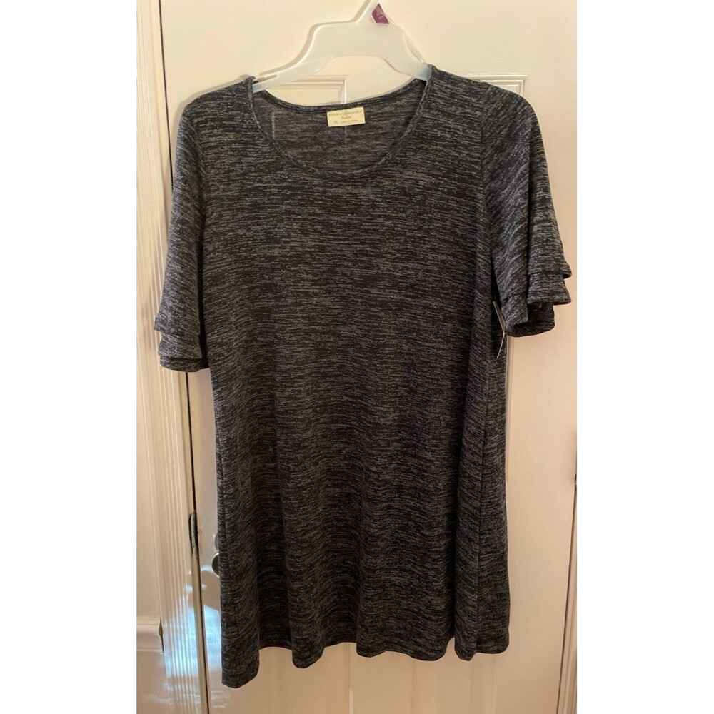 Women’s dark GrayThin sweater tunic Dress Xl NWT ruffle sleeve